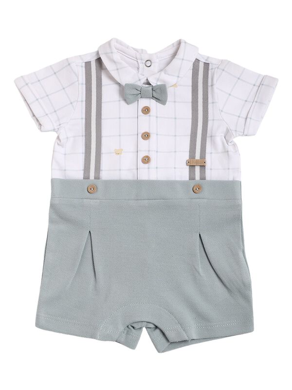 Boys White Short Sleeve Knitted Romper image number 0